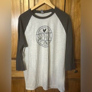 Country life 3/4 length sleeve crew neck T-Shirt 
SzXL